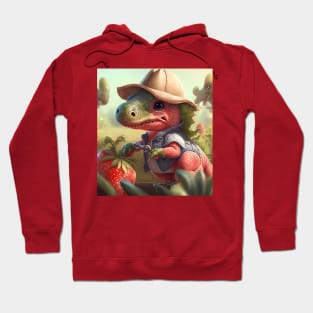 Little dinosaur and red strawberry in mini garden Hoodie